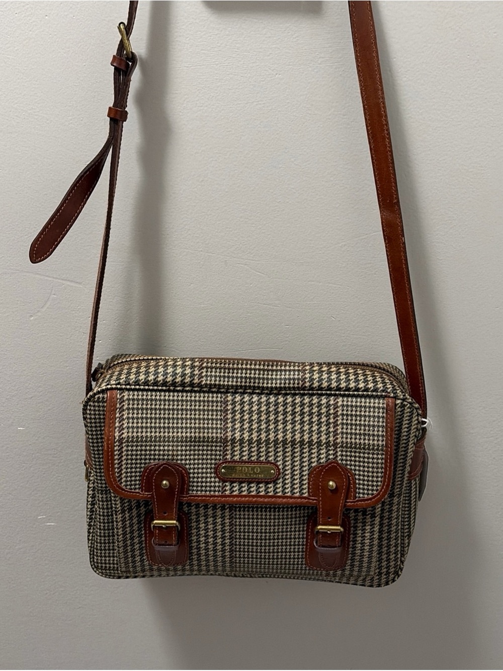 Vintage by Ralph Lauren Houndstooth  Messenger Bag with pockets